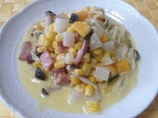 かぼちゃとスイートコーンのクリームスパゲッティ かぼちゃとスイートコーンのクリームスパゲッティ